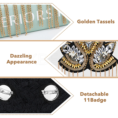 2Pcs Iron & Felt Fashion Tassel Epaulette AJEW-FH0004-04B-1