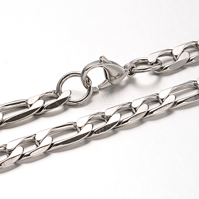 Tarnish Resistant 304 Stainless Steel Figaro Chain Necklaces LS-NJEW-H421-3-1