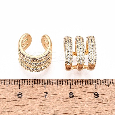 Brass Micro Pave Clear Cubic Zirconia Cuff Earrings EJEW-T047-85G-1
