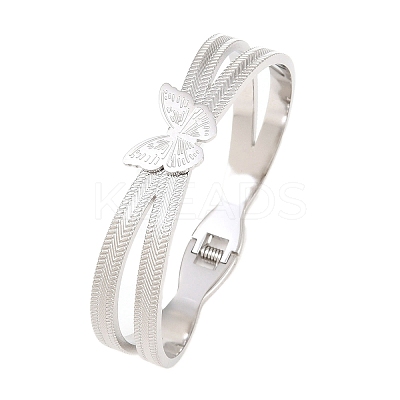 304 Stainless Steel Hinged Bangles for Women BJEW-E113-02P-1
