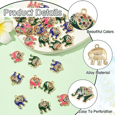 10Pcs Alloy Colorful Rhinestone and Enamel Pendants ENAM-YW0006-14A-1