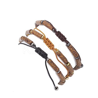 3Pcs Natural Elephant Skin Jasper & Synthetic Hematite Beaded Braided Bead Bracelets for Men Women BJEW-JB12546-1
