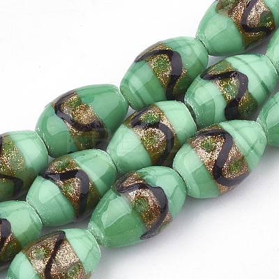 Handmade Gold Sand Lampwork Beads X1-LAMP-T006-01G-1