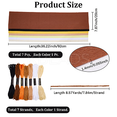 7Pcs 7 Colors Non-woven Felt Fabric DIY-CP0012-69C-1
