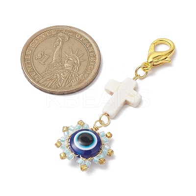 Evil Eye Glass & Resin Pendant Decoration HJEW-MZ00072-1