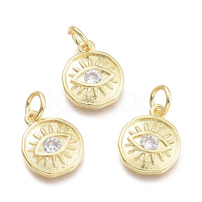 Brass Micro Pave Cubic Zirconia Pendants KK-P187-17-G-1