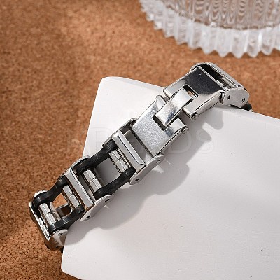 Great Valentines Day Gifts for Boyfriend 304 Stainless Steel Silicone Bracelets BJEW-I129-B-1