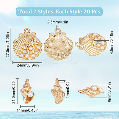 40Pcs 2 Style Alloy Pendants FIND-SC0013-57-1