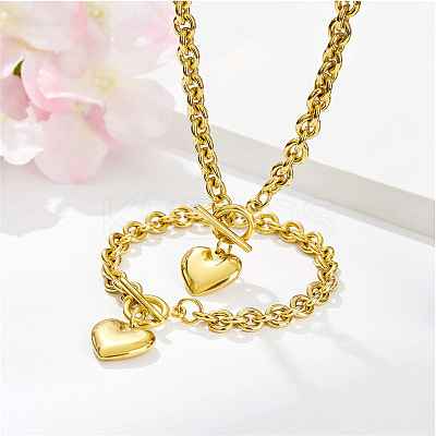 Heart Stainless Steel Pendant Necklaces & Charm Bracelets Sets FS-WG8EF15-02-1