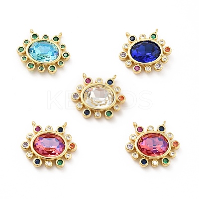 Brass Cubic Zirconia Pendants KK-G419-04G-1