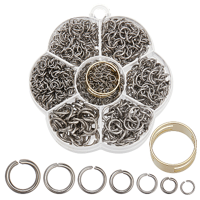 1255Pcs 7 Style 304 Stainless Steel Open Jump Rings DIY-AR0003-69-1