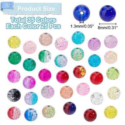 875Pcs 35 Colors Spray Painted Transparent Crackle Glass Beads CCG-PH0001-09-1