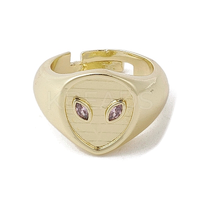 Brass with Cubic Zirconia Adjustable Rings RJEW-K257-74G-1