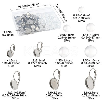 25Pcs 5 Styles 304 Stainless Steel Leverback Earring Settings STAS-FS0002-10-1