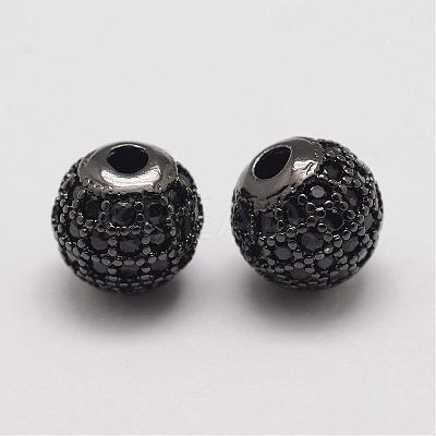 Brass Micro Pave Cubic Zirconia Beads ZIRC-E110-04B-1