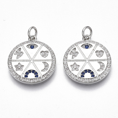 Brass Micro Pave Cubic Zirconia Pendants KK-S356-013P-NF-1