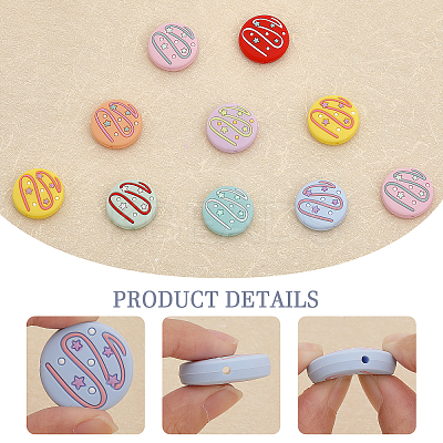 16Pcs 8 Colors Doughnut Food Grade Eco-Friendly Silicone Beads SIL-CA0002-64-1