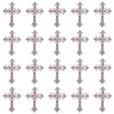 20Pcs Cross Silver Plated Zinc Alloy Cabochons MRMJ-HY0001-31-1