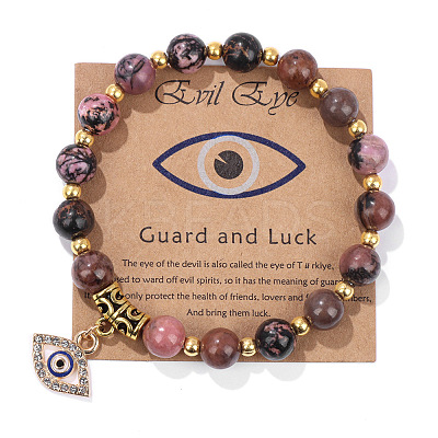 Natural Rhodonite Round Beads Stretch Bracelets FS-WG18FCB-10-1
