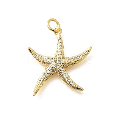 Brass Micro Pave Clear Cubic Zirconia Pendants KK-Q040-01I-G-1