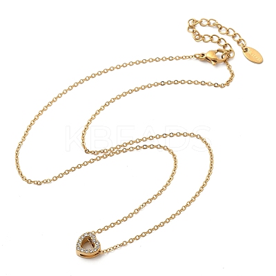 304 Stainless Steel Crystal Rhinestone Pendant Cable Chain Necklaces for Women LS-NJEW-C062-01G-G-1