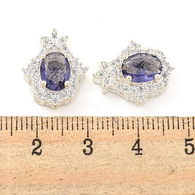 Rack Plating Brass Pave Mauve Cubic Zirconia Hamsa Hand Multi-Strand Links KK-F089-18S-1