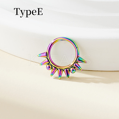 316 Surgical Stainless Steel Spike Hoop Nose Rings WG34C30-18-1