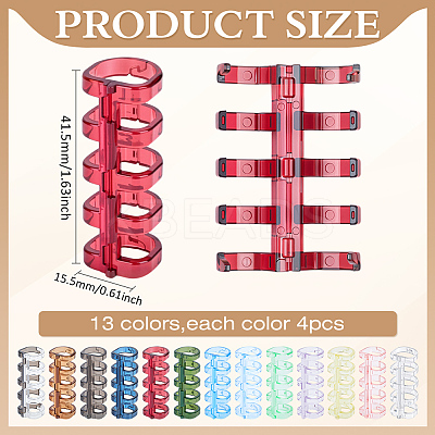 52Pcs 13 Colors Plastic 5-Hole Loose Binders Binding DIY-MA0006-76-1