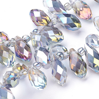 Electroplate Glass Faceted Teardrop Beads Strands EGLA-D014-28-1