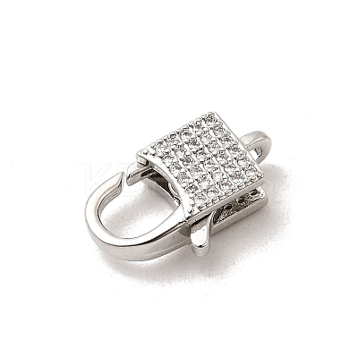 Brass Micro Pave Clear Cubic Zirconia Lobster Claw Clasps KK-A266-24C-P-1