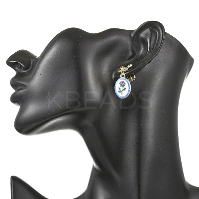 Printed Handmade Porcelain Dangle Earrings EJEW-JE07488-1