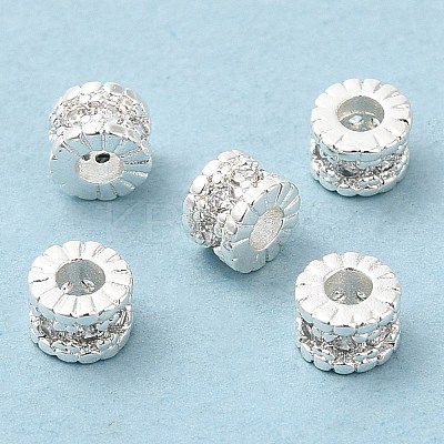 Rack Plating Brass Micro Pave Cubic Zirconia Beads KK-A186-03A-S-1