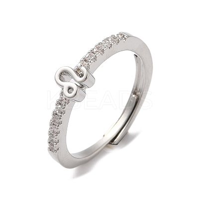 Rack Plating Brass Clear Cubic Zirconia Constellation Adjustable Rings for Women RJEW-S407-08P-10-1