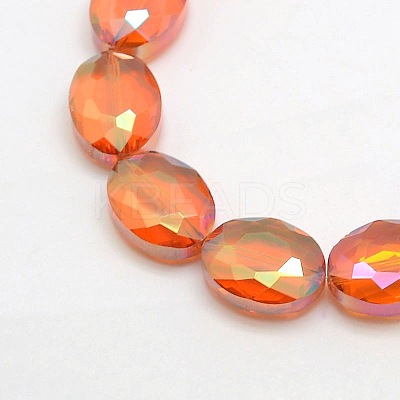 Faceted Electroplate Crystal Glass Oval Beads Strands EGLA-F058-M-1
