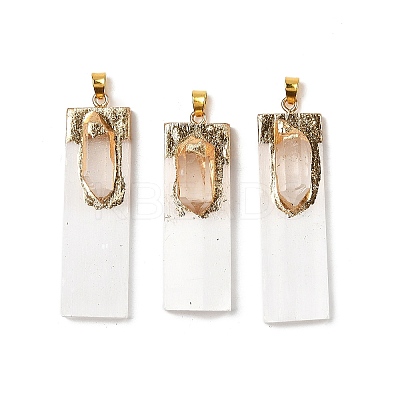 Natural Quartz Crystal & Selenite Big Pendants G-H084-09G-01-1