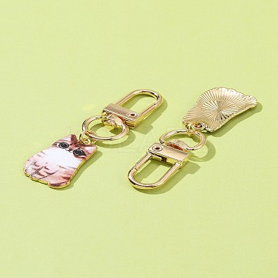 Cat Alloy Enamel Pendant Decorations HJEW-FZ00012-1