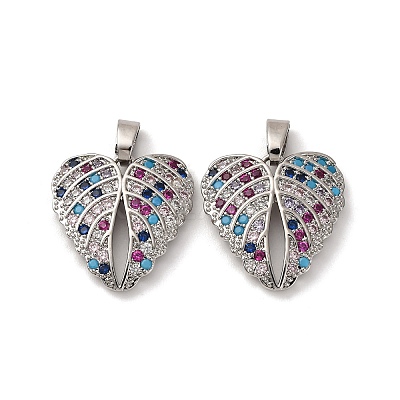 Brass Micro Pave Cubic Zirconia Pendants KK-F903-09P-1