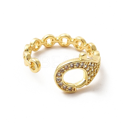 Clear Cubic Zirconia Clasp Shape Open Cuff Ring KK-H439-55G-1