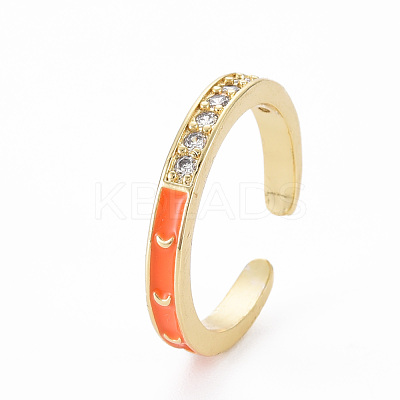 Real 16K Gold Plated Brass Micro Pave Clear Cubic Zirconia Cuff Rings RJEW-N037-002-NF-1