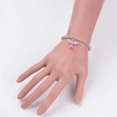 Glass Beaded Charm Bracelets BJEW-JB02309-1