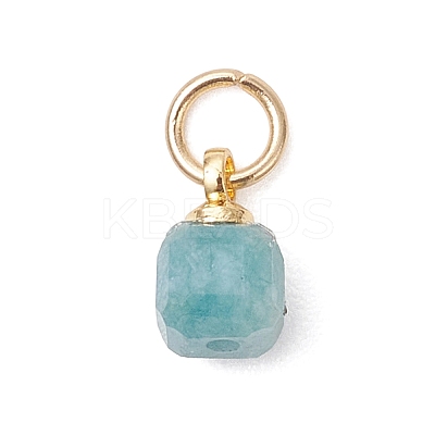Natural Multicolor Tourmaline Table Cut Cube Charms with 304 Stainless Steel Findings PALLOY-JF04873-1