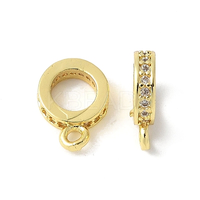 Brass Micro Pave Cubic Zirconia Tube Bails KK-D324-33G-1