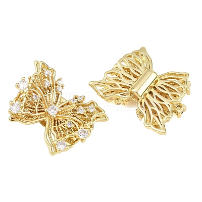 Brass Micro Pave Clear Cubic Zirconia Beads KK-D109-05A-G-1