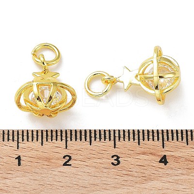 Rack Plating Brass Clear Cubic Zirconia Pendants KK-B078-07G18-1