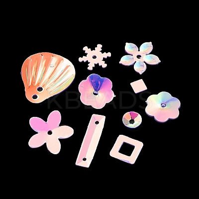 Rainbow Iridescent PVC Paillette/Sequins Beads & Links & Pendants PVC-C001-01G-1