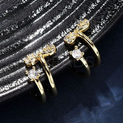Brass Micro Pave Clear Cubic Zirconia Cuff Earrings EJEW-D328-02G-02-1