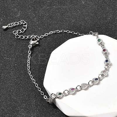 Brass Micro Pave Cubic Zirconia Link Bracelets BJEW-H639-10P-1