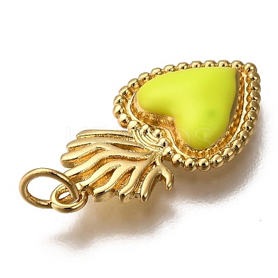 Golden Tone Brass Enamel Pendants KK-K750-01G-A-1