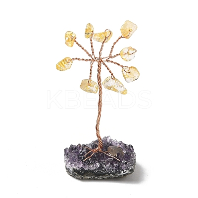 Natural Citrine Chips Tree of Life Decorations DJEW-P022-03A-03-1