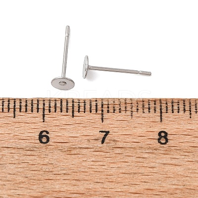 Tarnish Resistant 304 Stainless Steel Flat Round Blank Peg Stud Earring Findings X-STAS-S028-23-1